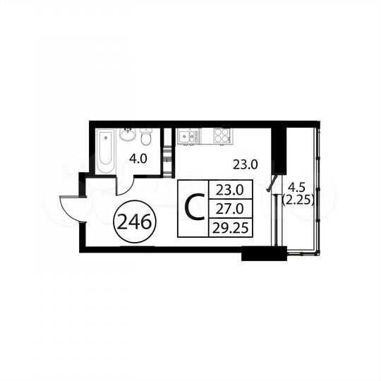 Квартира-студия, 29,3 м², 9/12 эт.