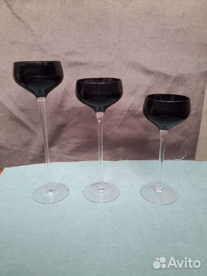 Подсвечник стекло набор 3 шт 