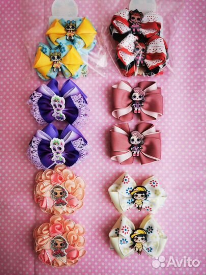 Бантик для волос на резинке, на заколке, на ободке