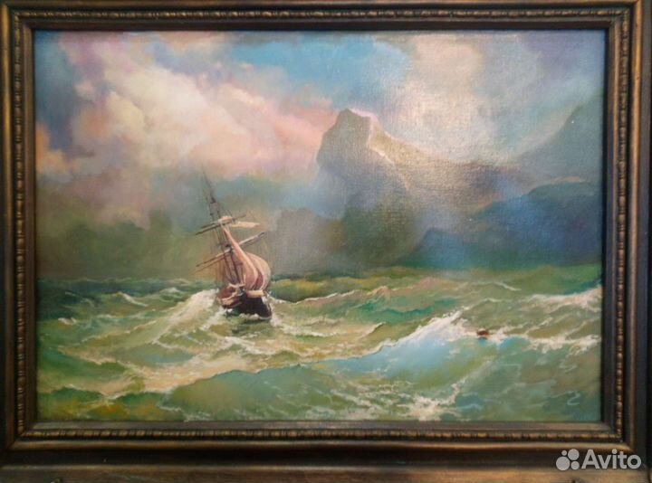 Морской пейзаж в деревянной раме