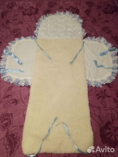 Конверт на выписку с одеялом на овчине