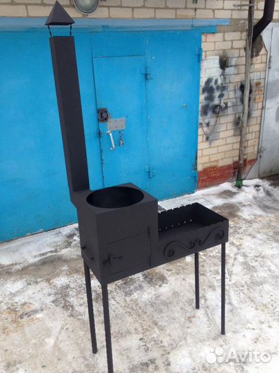 Мангал с печью под казан