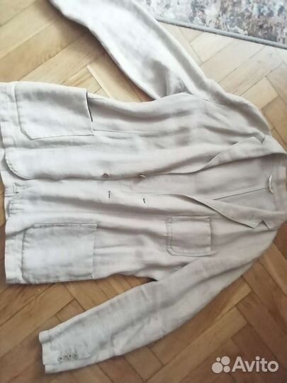 Льняной мужской пиджак и рубашка massimo dutti