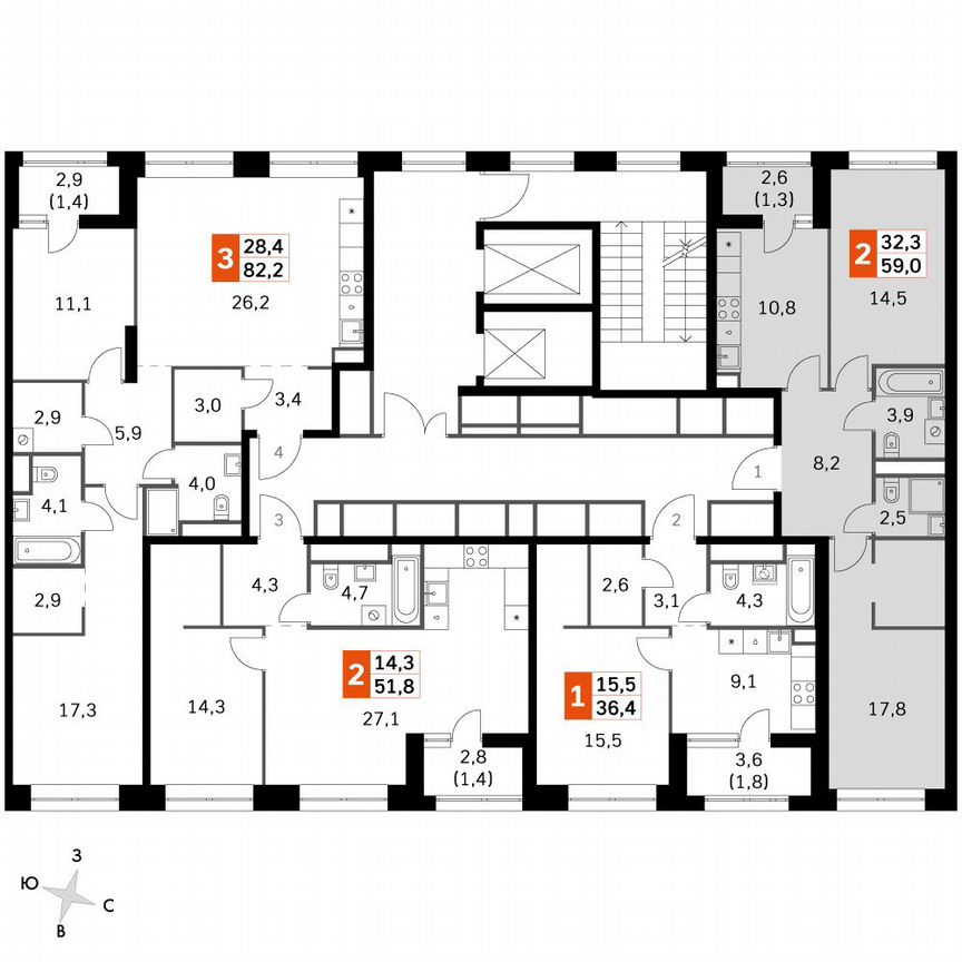 2-к. квартира, 59 м², 3/46 эт.