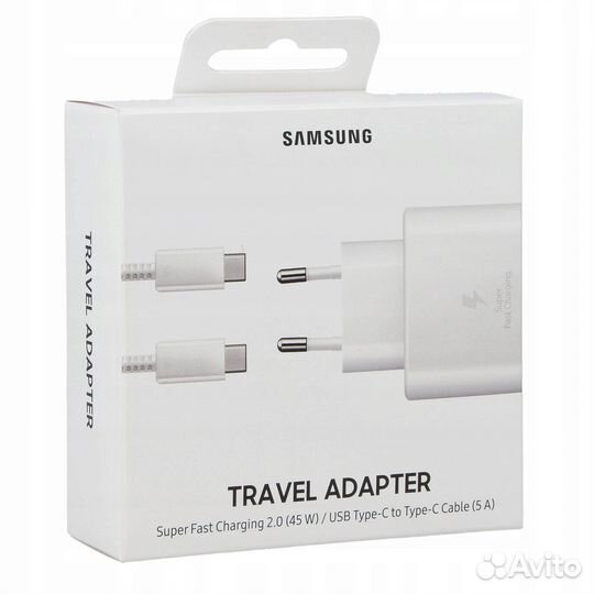 Быстрое зарядное Samsung 45W белое