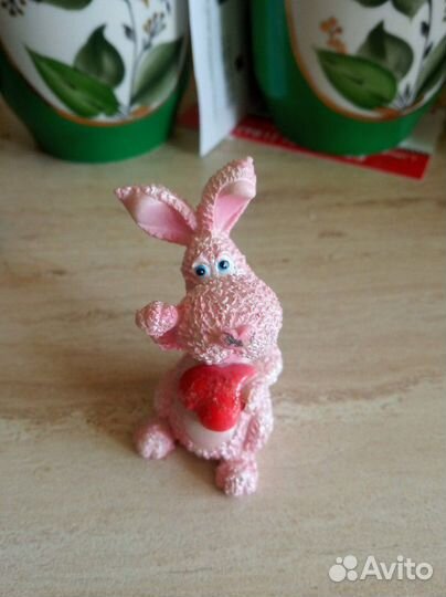 Статуэтки фигурки керамика львёнок заяц собака мед