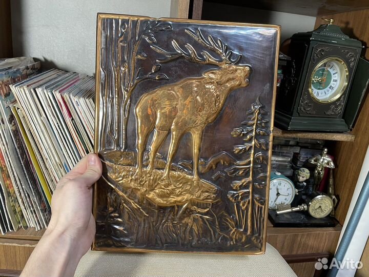 Релкое: «Рев Изюбра» чеканное панно СССР