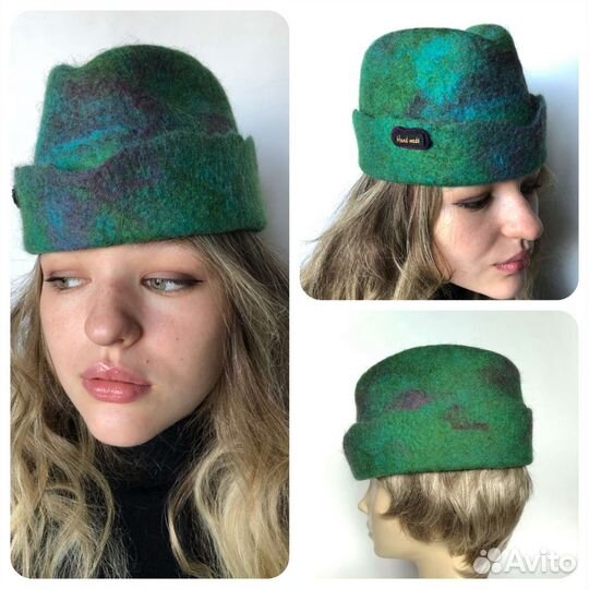 Шляпка пилотка из натуральной шерсти ручная работа