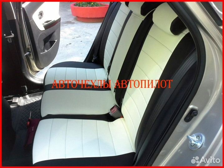 Чехлы Автопилот Kia Ceed 2 из экокожи чёрно-белые