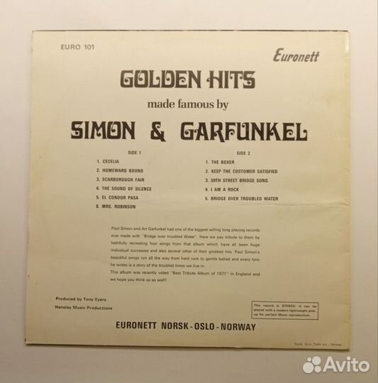 LP Unknown Artist–Golden Hits Made Famous By Simon