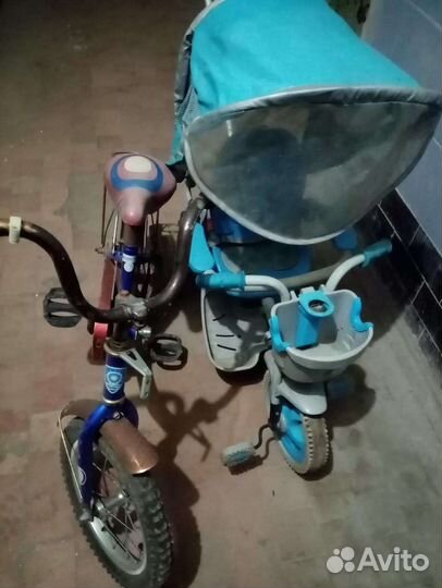 Детский велосипед + коляска с ручкой бу