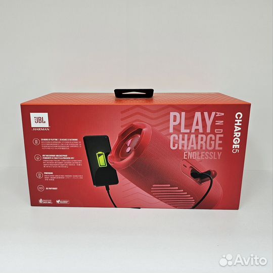 Портативная колонка JBL Charge 5, красная. Новая
