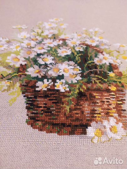 Картина. Русские ромашки. Вышивка крестом