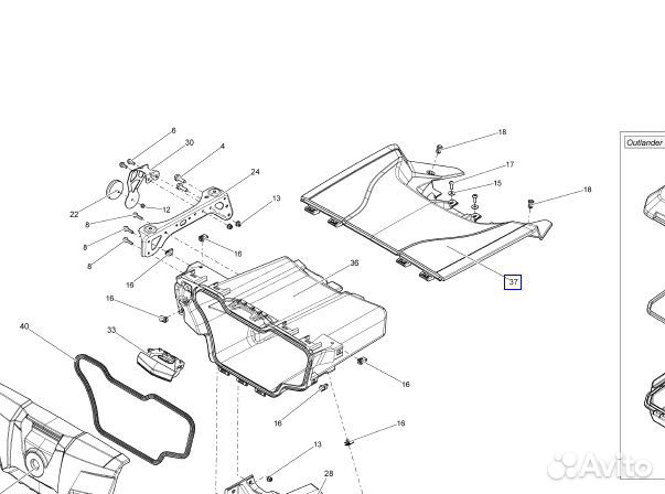 708300848 Верхняя панель багажного короба G2