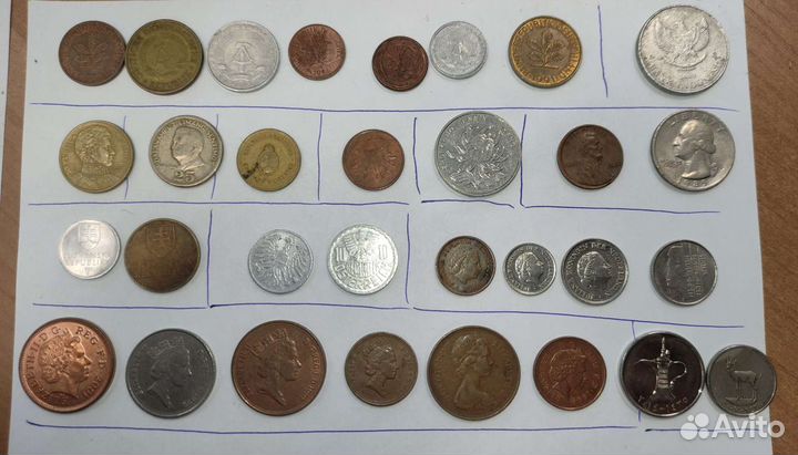 Монеты коллекция 116 шт 40 стр без повторов иностр