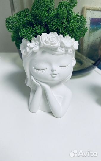 Кашпо ручной работы + мох живой