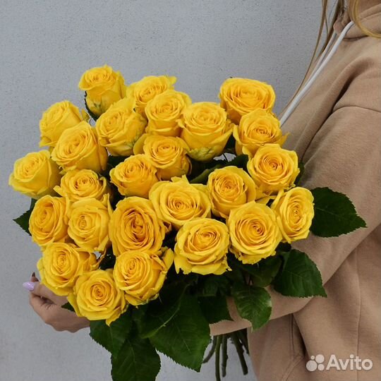 Букет желтых роз, Эквадор, 50см 45 шт