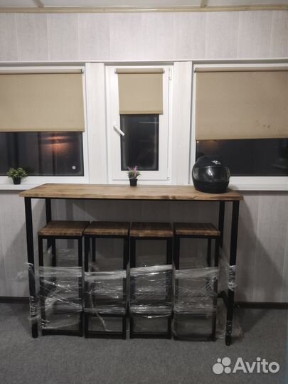 Барная стойка лофт с 4мя стульями