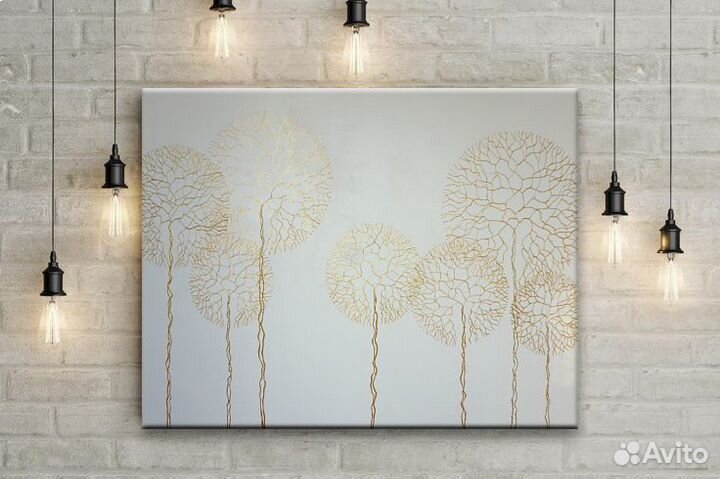 Картина интерьерная Золотый деревья