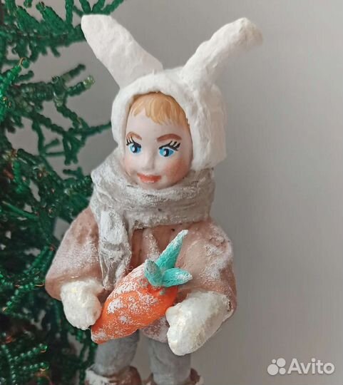 Ватная игрушка. Мальчик -зайчик