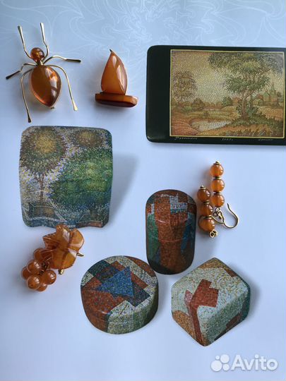 Брошь янтарь винтаж СССР