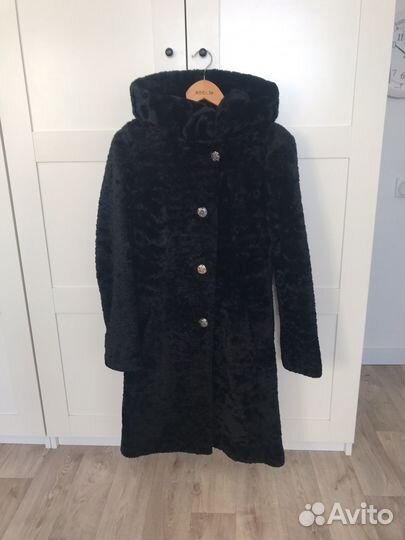 Шуба мутоновая 42 44 черная облегченная