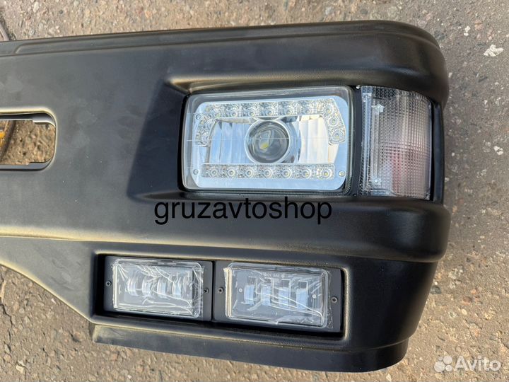Бампер на камаз-65115 в сборе с фара с птф LED