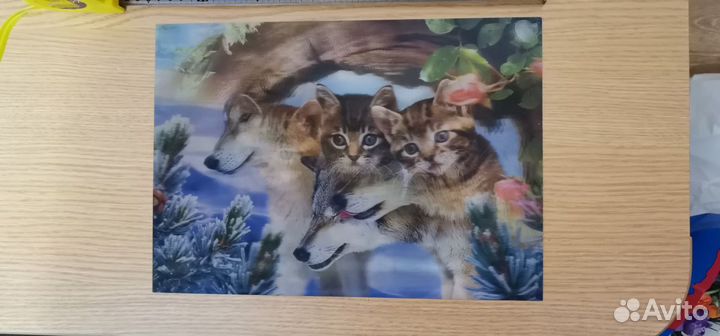 Картина Котята волки Стереокартина голографические