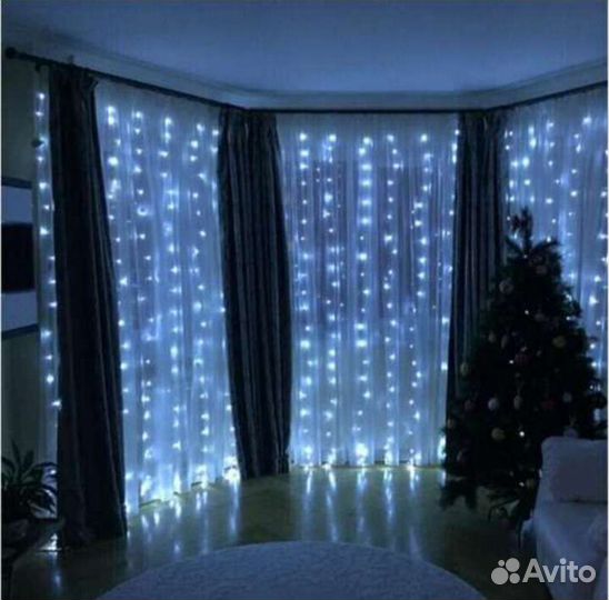Новогодние украшения для дома, гирлянда штора
