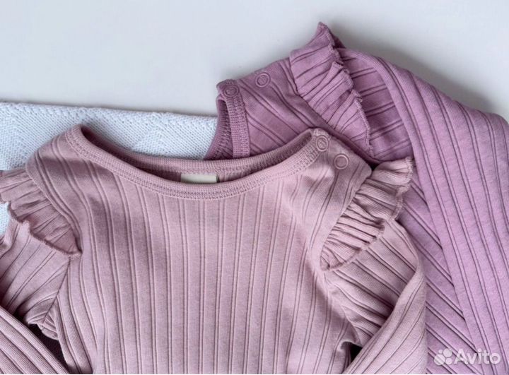 Боди в рубчик 2в1 с длинным рукавом для девочки