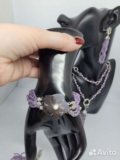 Комплект украшения с аметистом