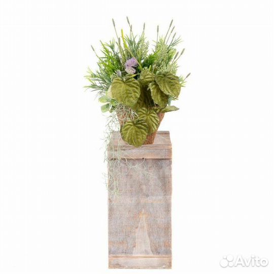 Композиция искусственная Зелень с Агератумом, фиол