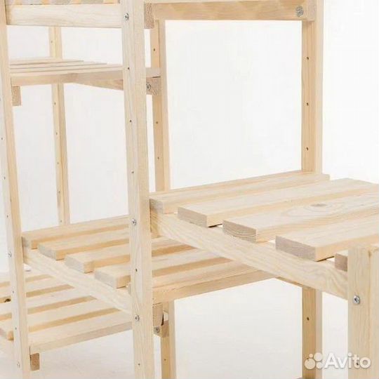 Стеллаж из дерева усиленный, 3 секции, 99,6х122х31