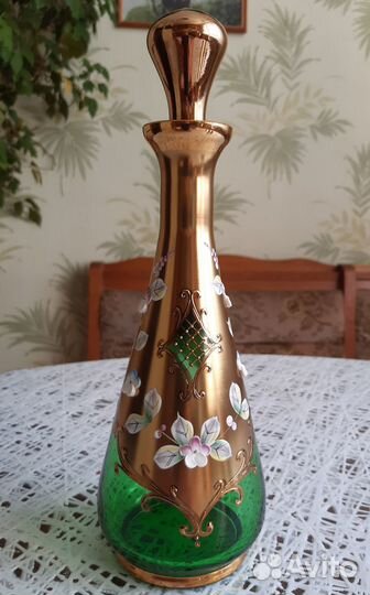 Графин+стопки bohemia Чехия (изумрудное стекло