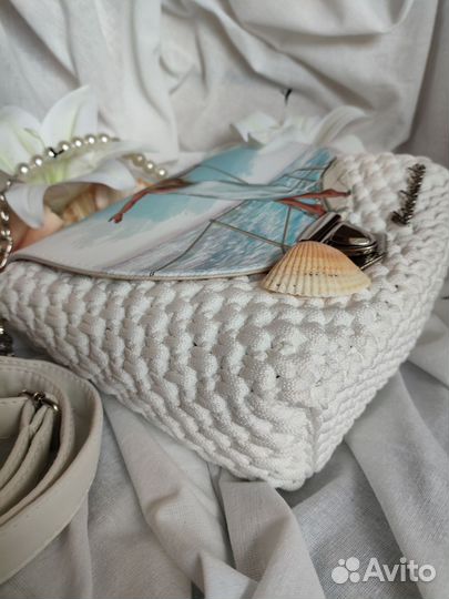 Сумка кроссбоди вязаная экокожа