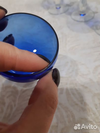 Рюмки синий хрусталь