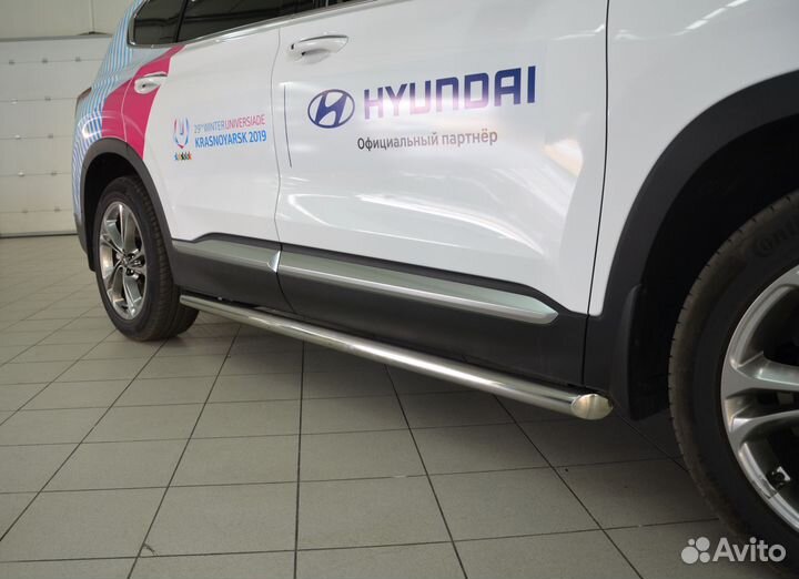 Защита порогов Hyundai Santa Fe 2018