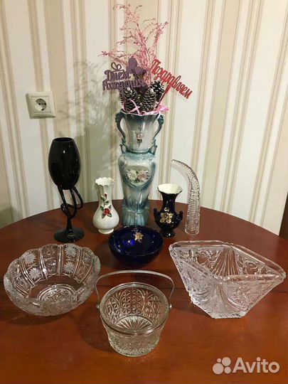 Вазы, фарфор, хрусталь