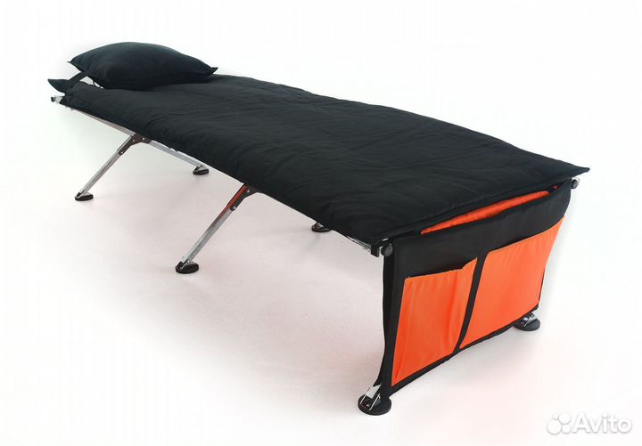 Раскладушка 180/75+матрац+опоры+подушка+орг,черная