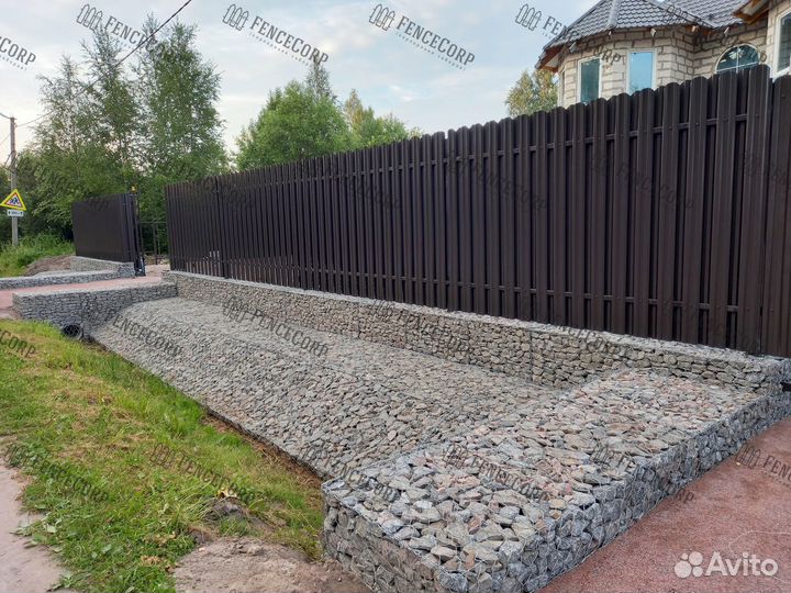 Забор штакетник 1.8 м. 0.45 мм. под ключ