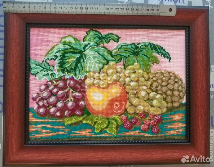 Картина: Натюрморт - фрукты, вышита крестиком