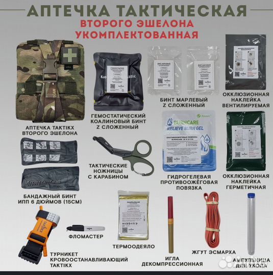 Аптечка тактическая укомплектованная 2 эшелона