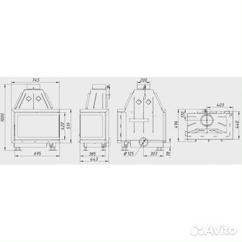 Каминная топка экокамин Альфа 700 R