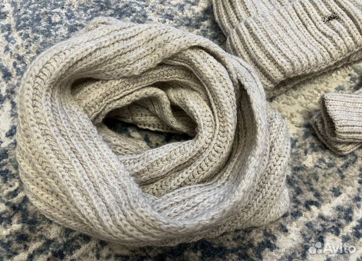 Комплект шапка снуд варежки