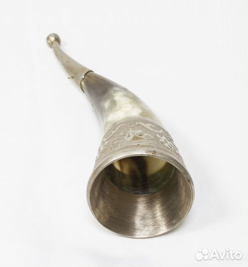 Рог сувенирный, кость, металл, длина 20 см (3)