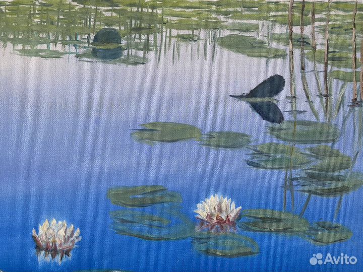 Картина живопись кувшинк пруд маслом на холсте