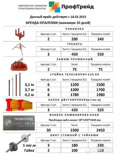 Леса,Стойка,Фанера,Зажимы (Аренда)