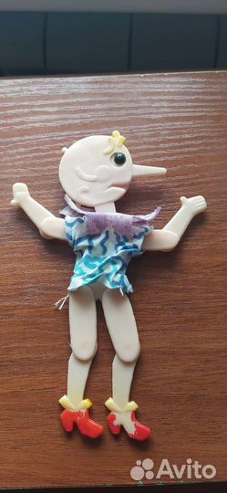 Шарнирная плоская кукла Буратино из СССР