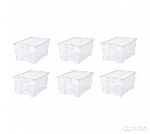 Контейнеры с крышкой икеа самла (новые), 45л 6 шт