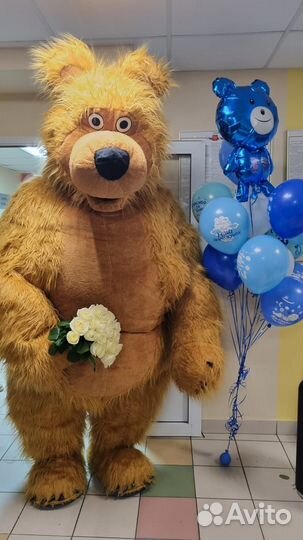 Белый мишка поздравление/Ростовая кукла/Аниматоры